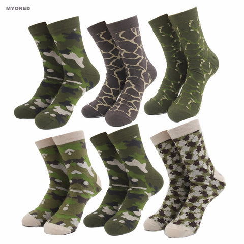 MYORED mens military short tube crew cotton socks summer jungle style army green socks for man male sock