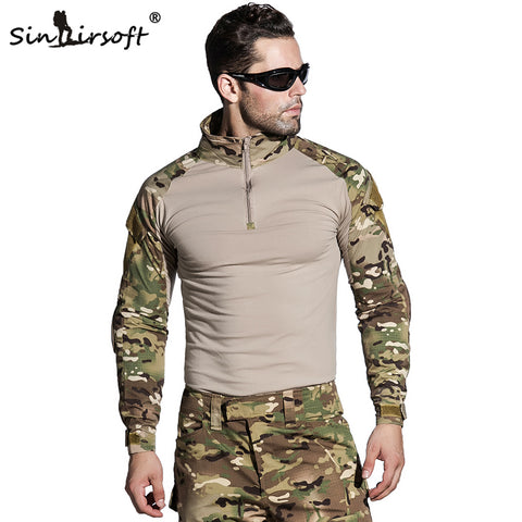 SINAIRSOFT Military Uniform Multicam Army Combat Shirt Uniform Tactical Pants With Knee Pads Camouflage Suit Hunting Clothes