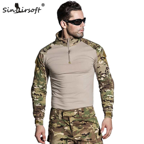 Sinairsoft Camouflage Tactical Military Uniform Multicam Army Combat Shirt Tactical Pants with Knee Pads Hunting Clothes