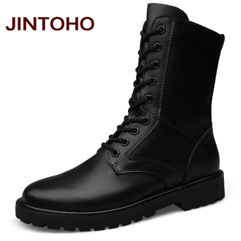 JINTOHO Large Size Genuine Leather Boots Men Military Desert Boot Shoes Men Winter Boots Botas Tacticos Zapatos