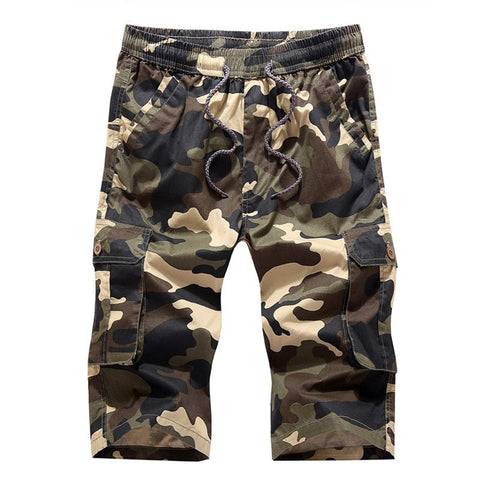 2017 Summer Mens Combat Work Cargo Shorts Casual Shorts Fashion Multi Pockets Camouflage Army Green Cotton Shorts Large Size 4XL
