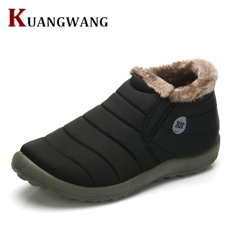 New Fashion Men Winter Shoes Solid Color Snow Boots Plush Inside Antiskid Bottom Keep Warm Waterproof Ski Boots Size 35 - 48